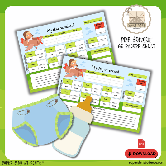 Diaper Changing Record Sheet (Different Languages)