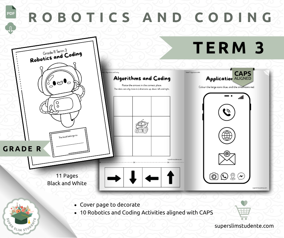 Gr. R Term 3 Workbook: Robotics & Coding (Choose Language)