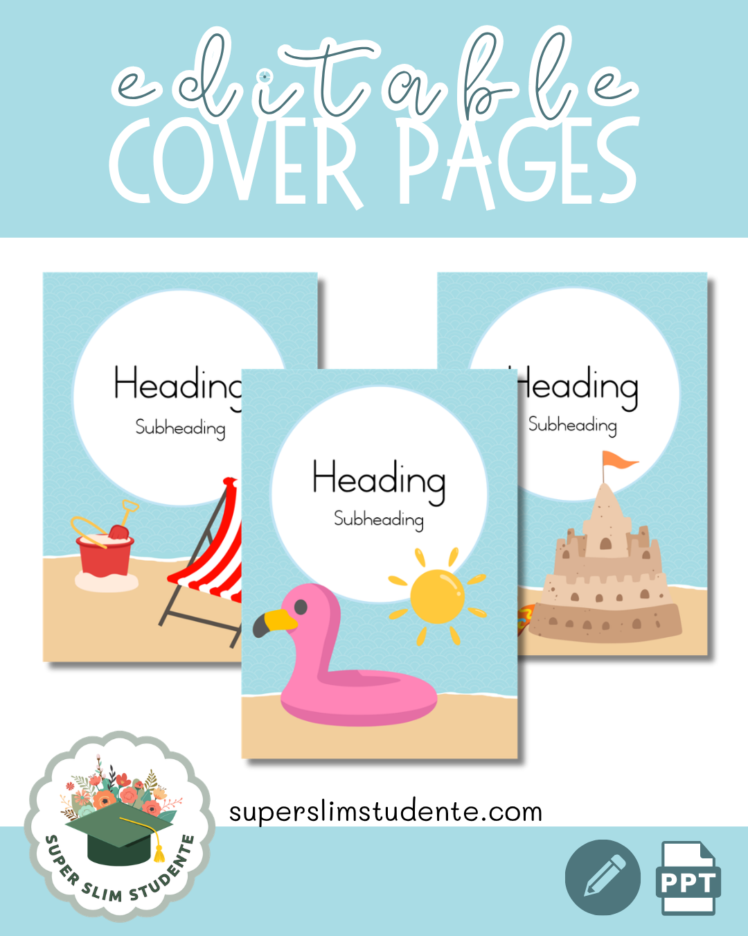 Editable Cover Pages / Beachy Brilliance Theme