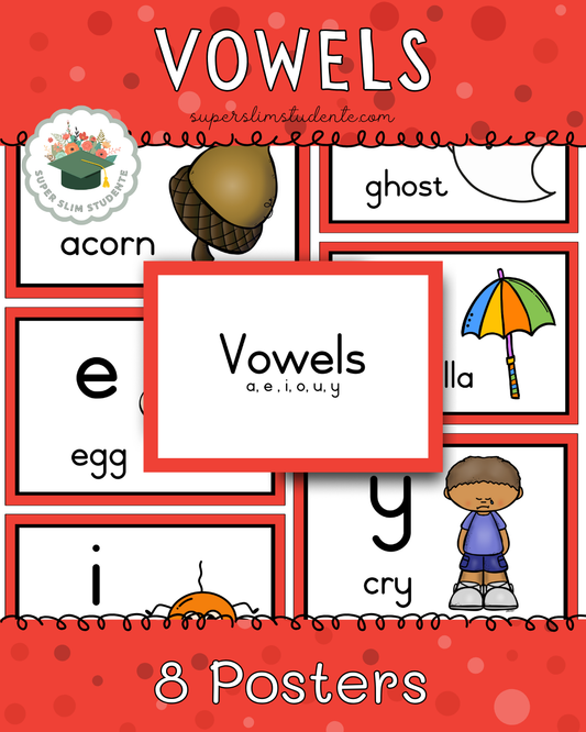 Vowels a, e, i, o, u, y