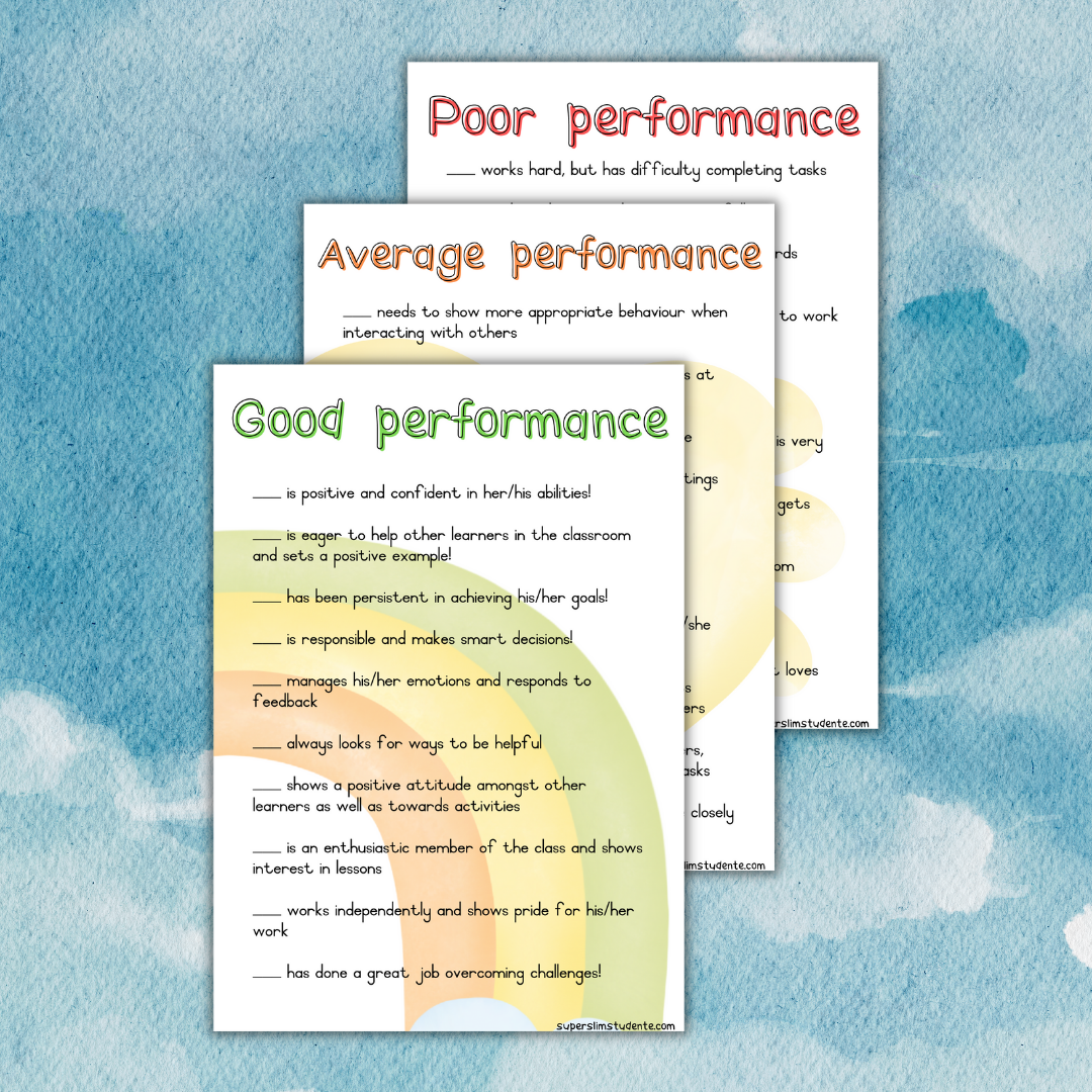 Preschool Report Comments