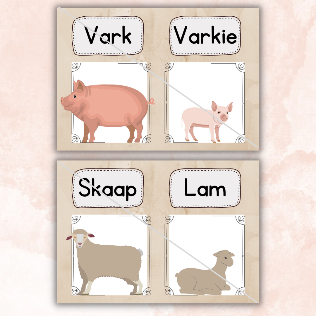 Farm animals and their young