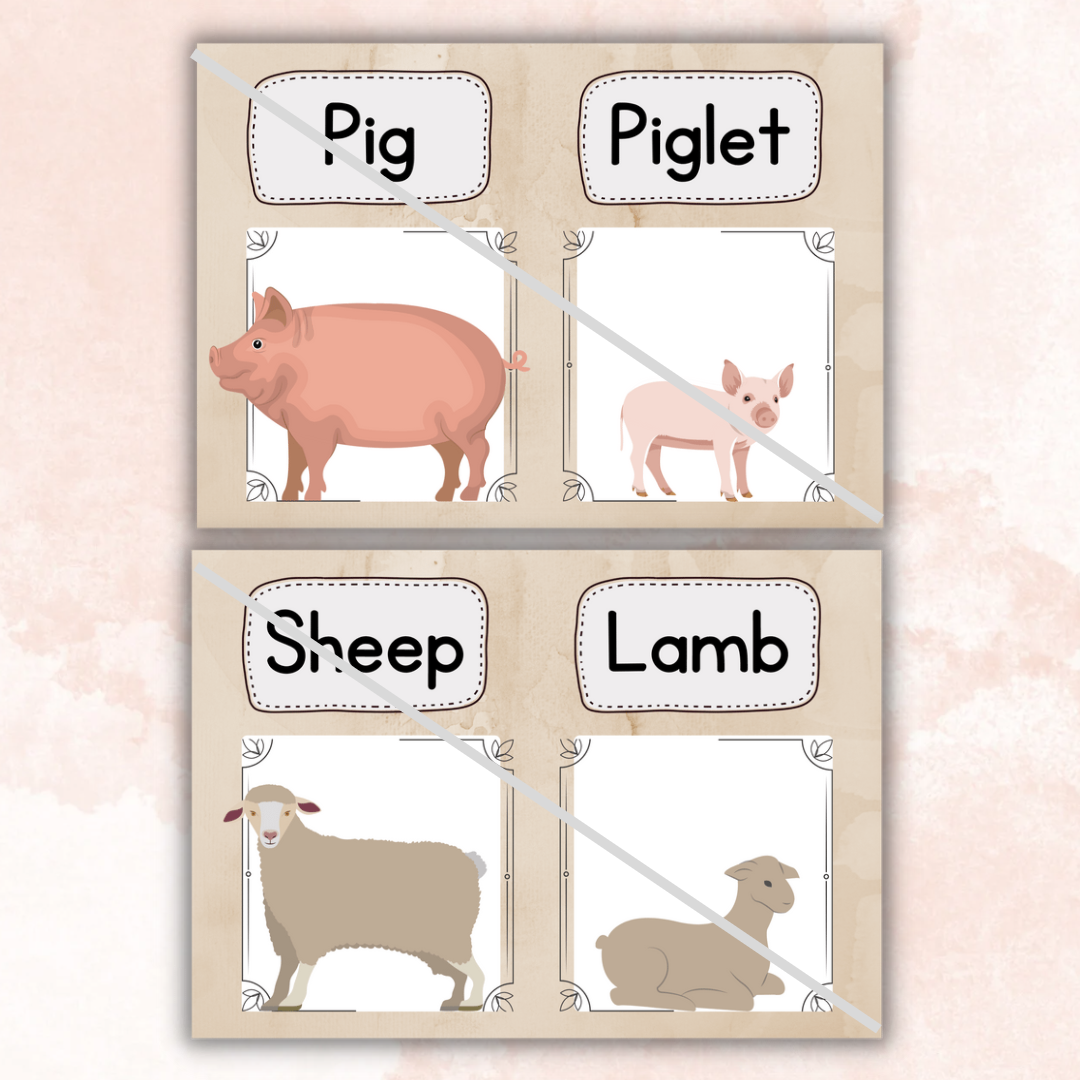 Farm animals and their young