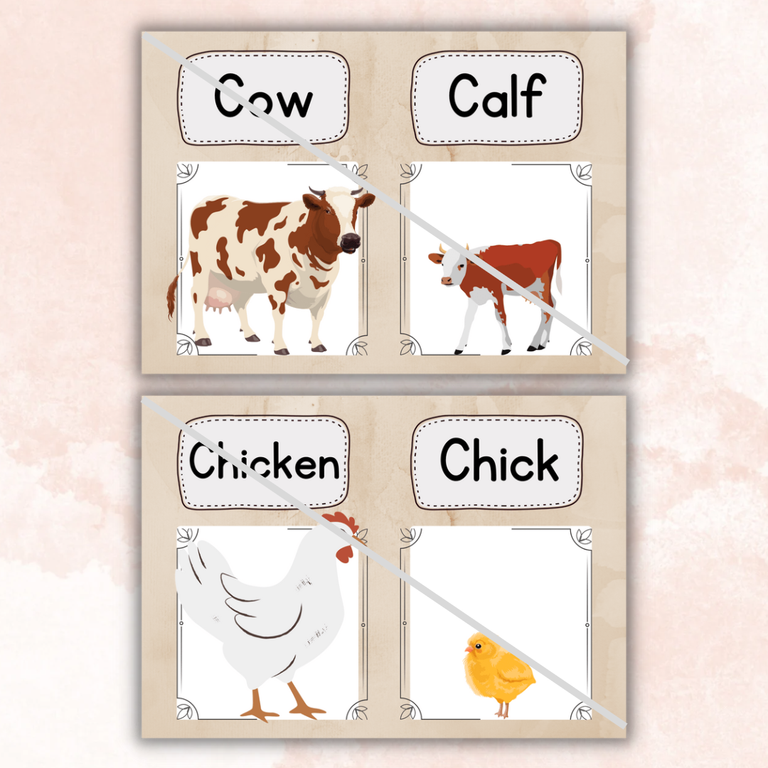 Farm animals and their young