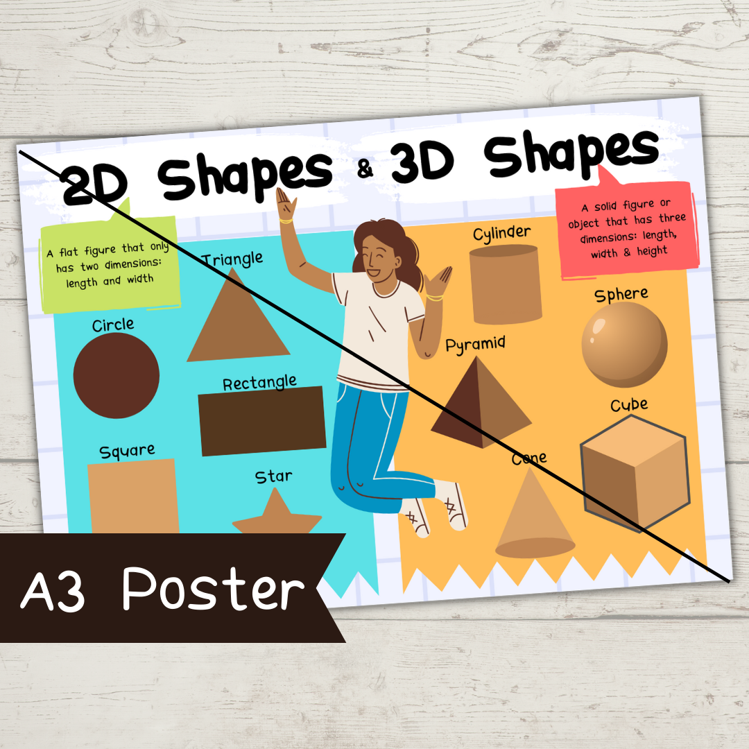 2D & 3D Shapes A3 Poster