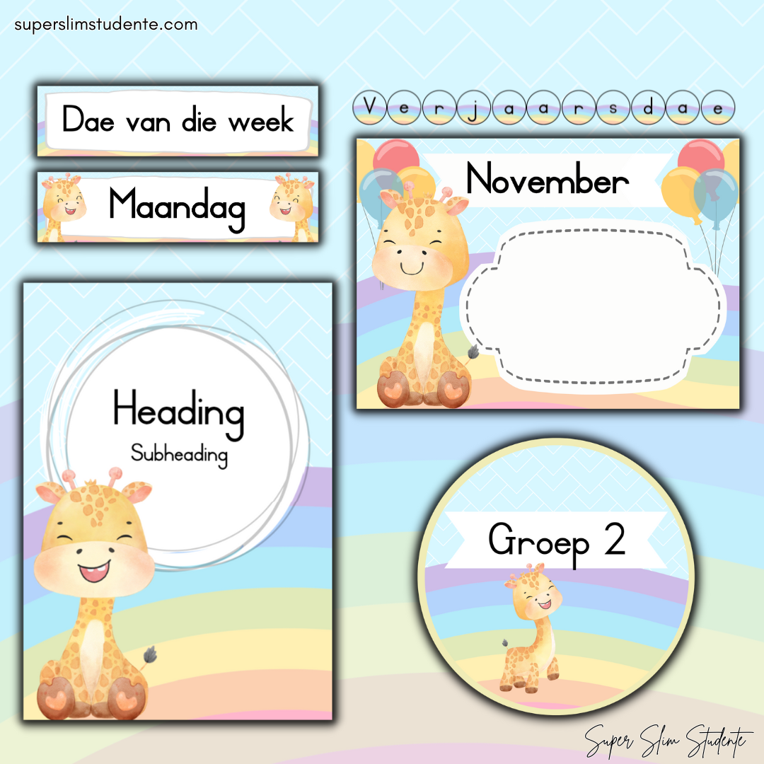 Rainbow Giraffe Classroom Theme (Foundation Phase)