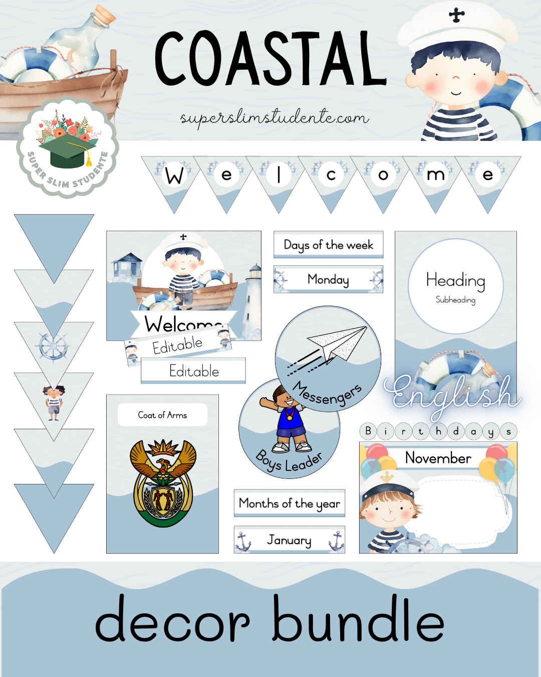 Coastal Theme / Decor Bundle [Choose Language]