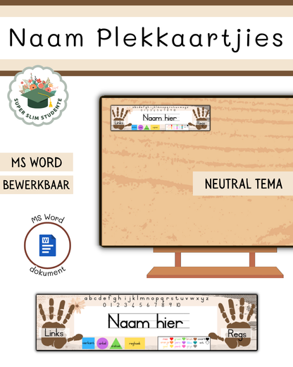 Editable Name Placecards / Neutral Theme [Choose Language]