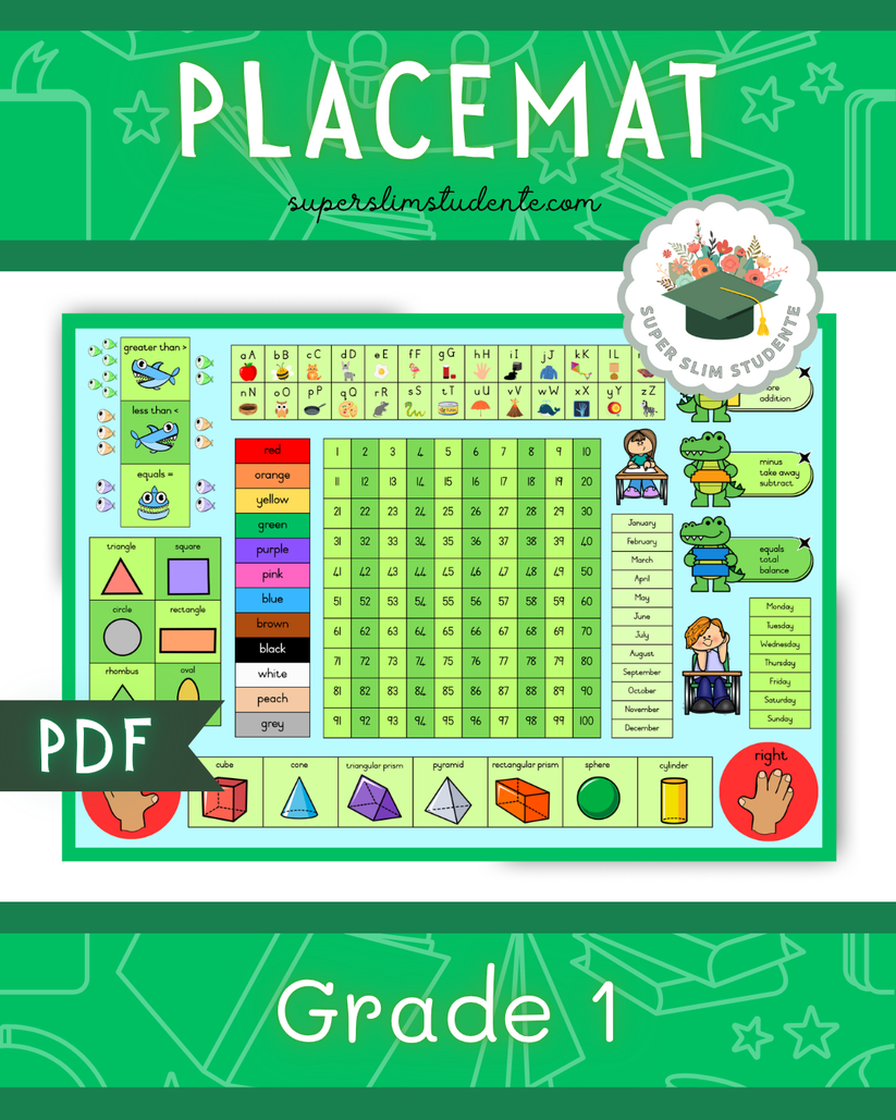 Grade 1 Placemat [Choose Language] – Super Slim Studente