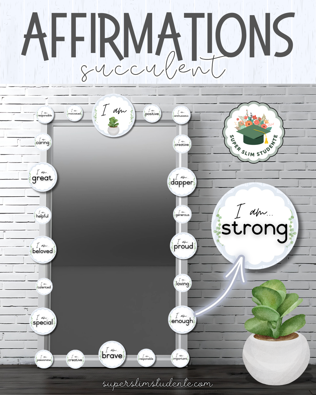 Affirmations: Succulent Theme [Choose Language]