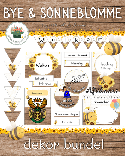 Bees and Sunflowers Theme / Decor Bundle [Choose Language]