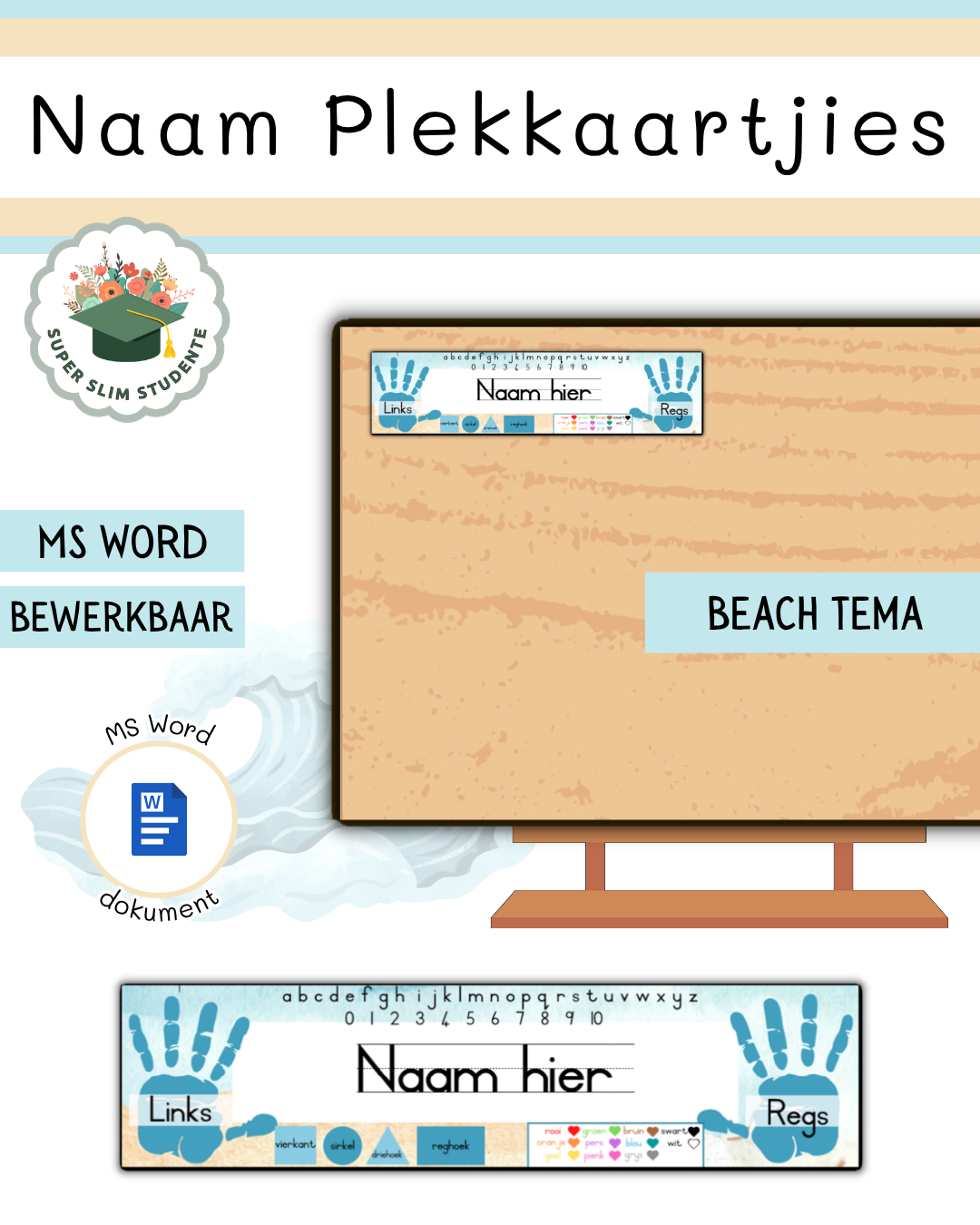 Editable Name Placecards / Beach Theme [Choose Language]