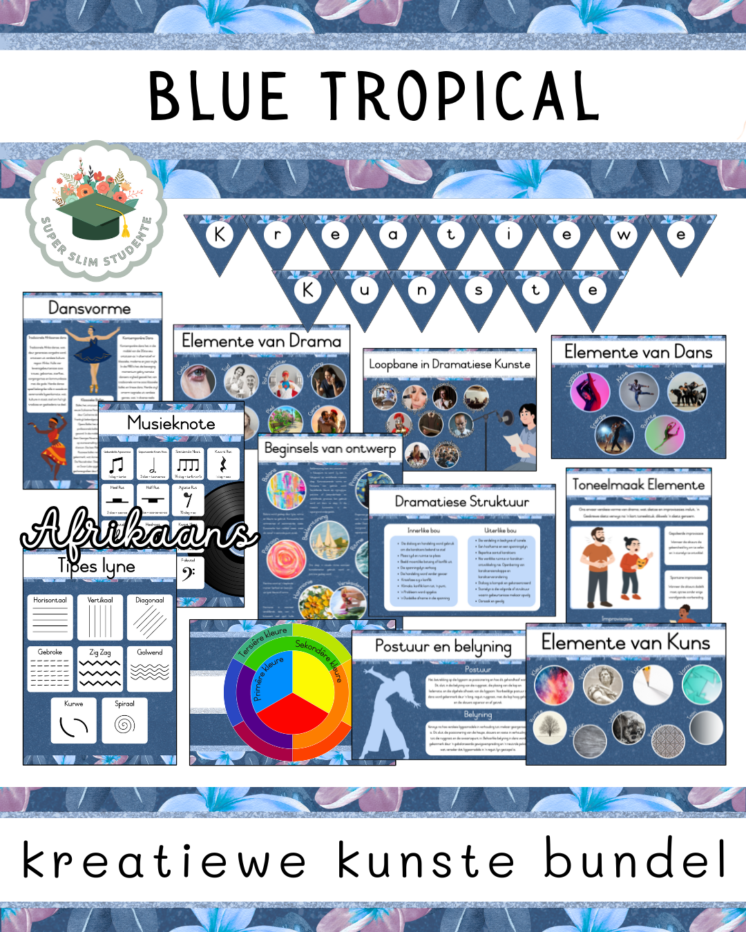 Blue Tropical Theme / Creative Arts Bundle [Choose Language]