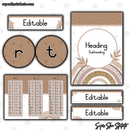 Boho Rainbow Classroom Theme (Mathematics Version)