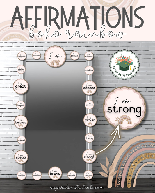 Affirmations: Boho Rainbow Theme [Choose Language]