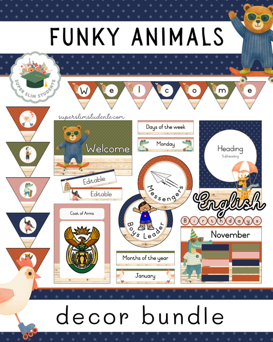 Funky Animals Theme / Decor Bundle [Choose Language]