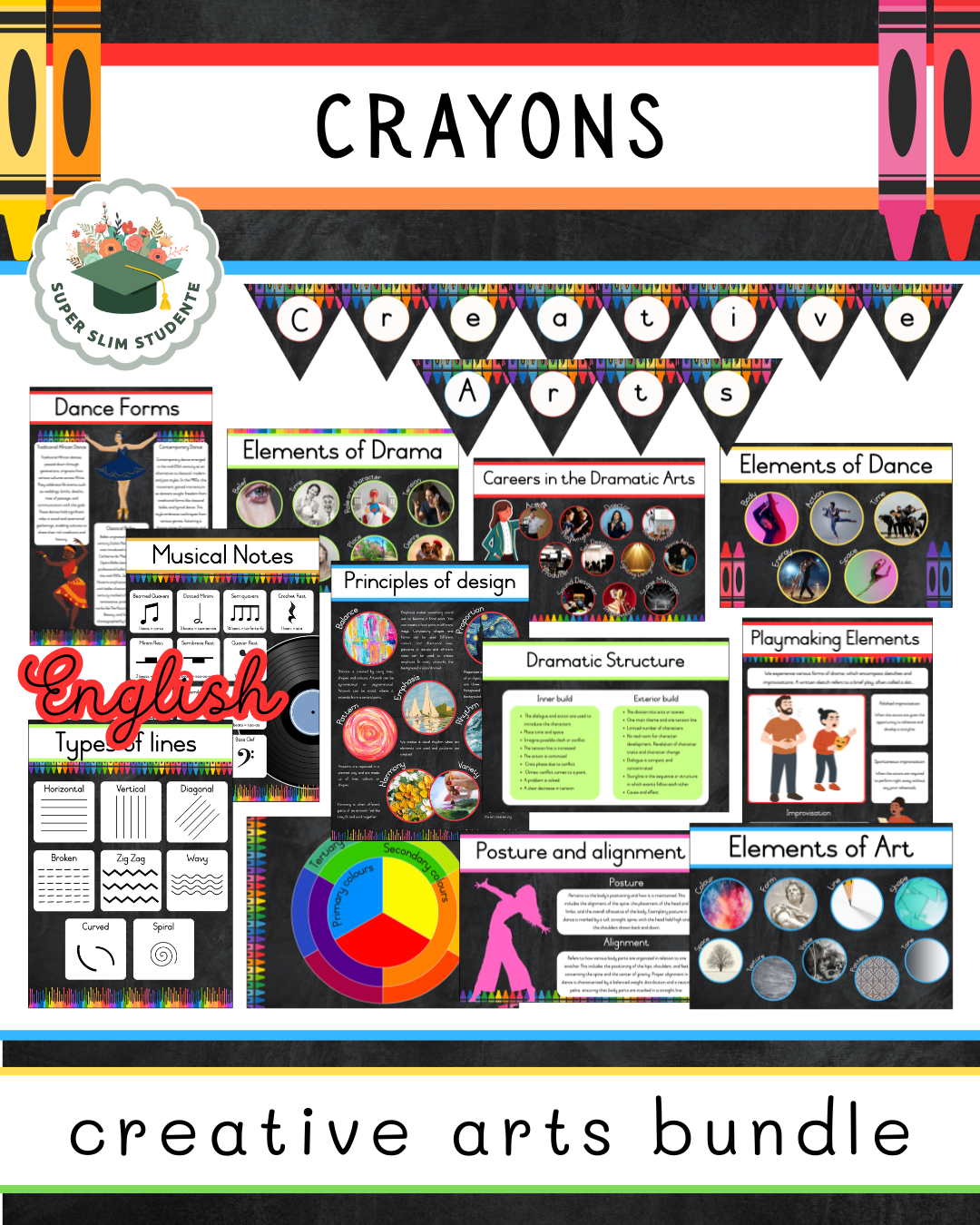 Crayons Theme / Creative Arts Bundle [Choose Language]