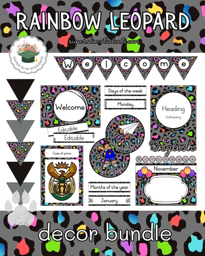 Rainbow Leopard Theme / Decor Bundle [Choose Language]
