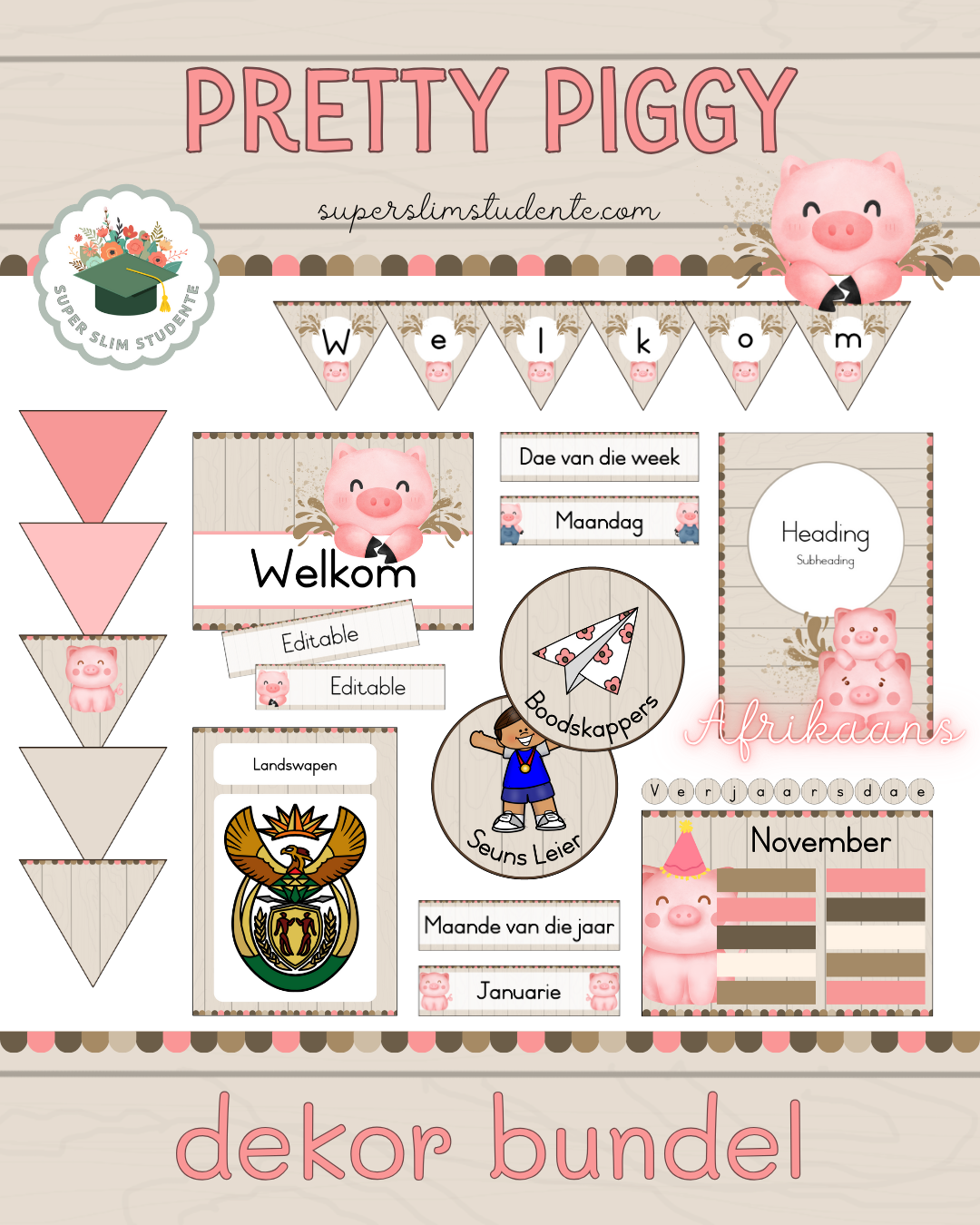 Pretty Piggy Theme / Decor Bundle [Choose Language]