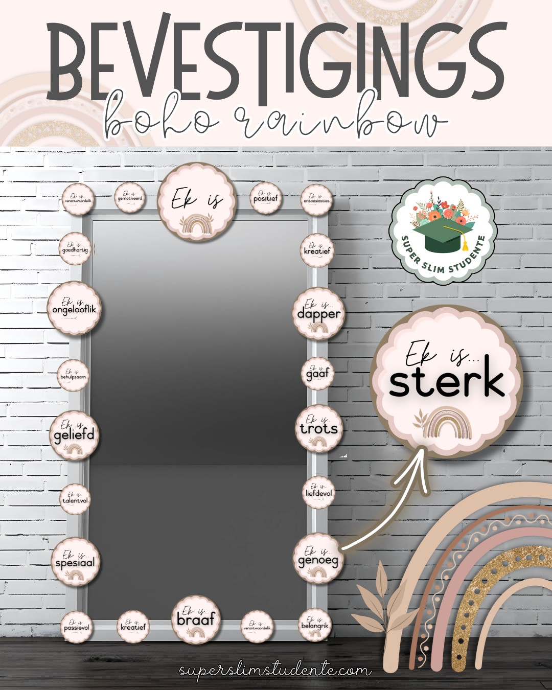 Affirmations: Boho Rainbow Theme [Choose Language]
