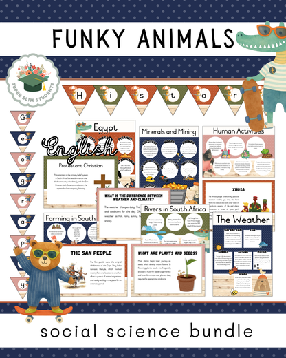 Funky Animals Theme / Social Science Bundle [Choose Language]