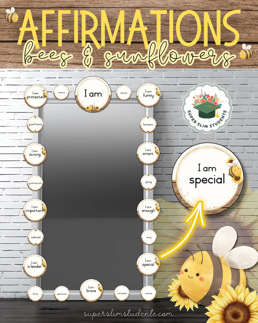 Affirmations: Bees & Sunflowers Theme [Choose Language]