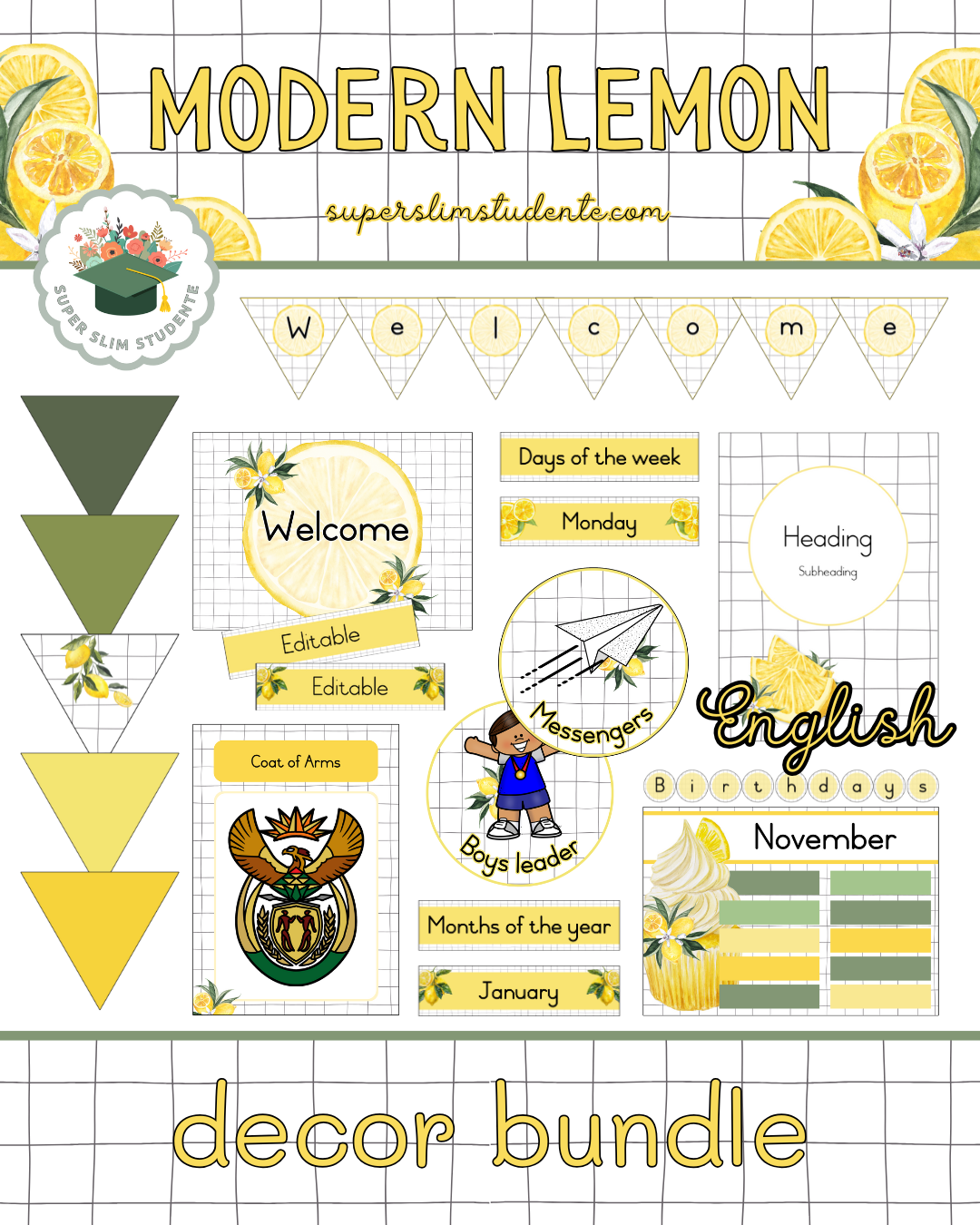 Modern Lemon Theme / Decor Bundle [Choose Language]