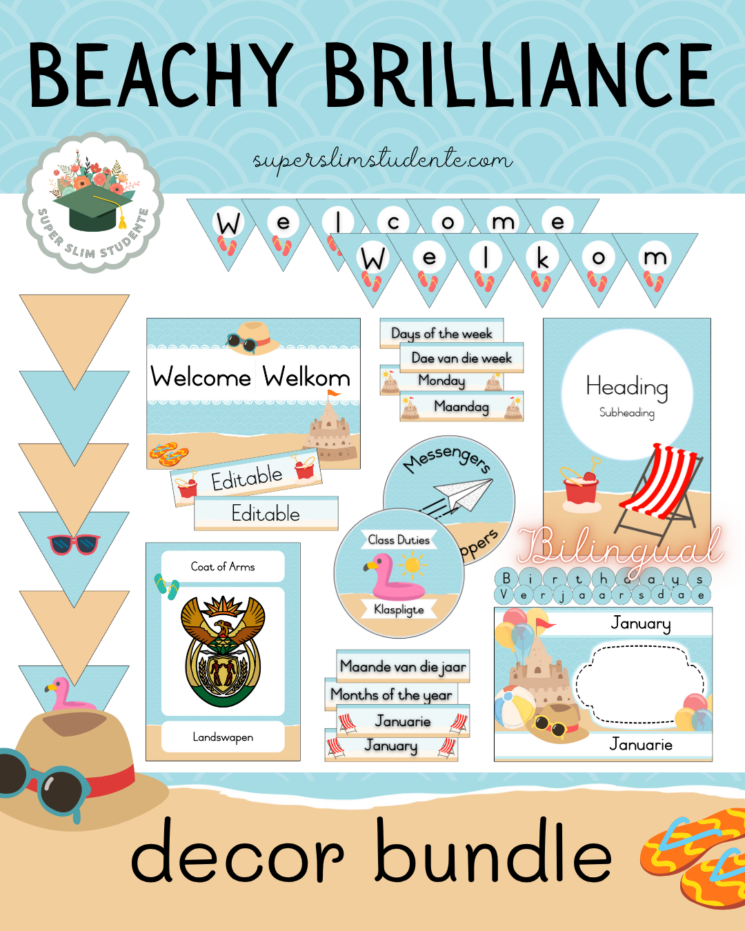 Beachy Brilliance Theme / Decor Bundle [Choose Language]