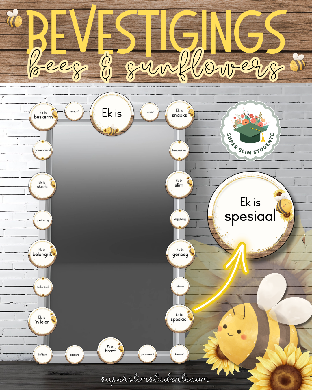 Affirmations: Bees & Sunflowers Theme [Choose Language]