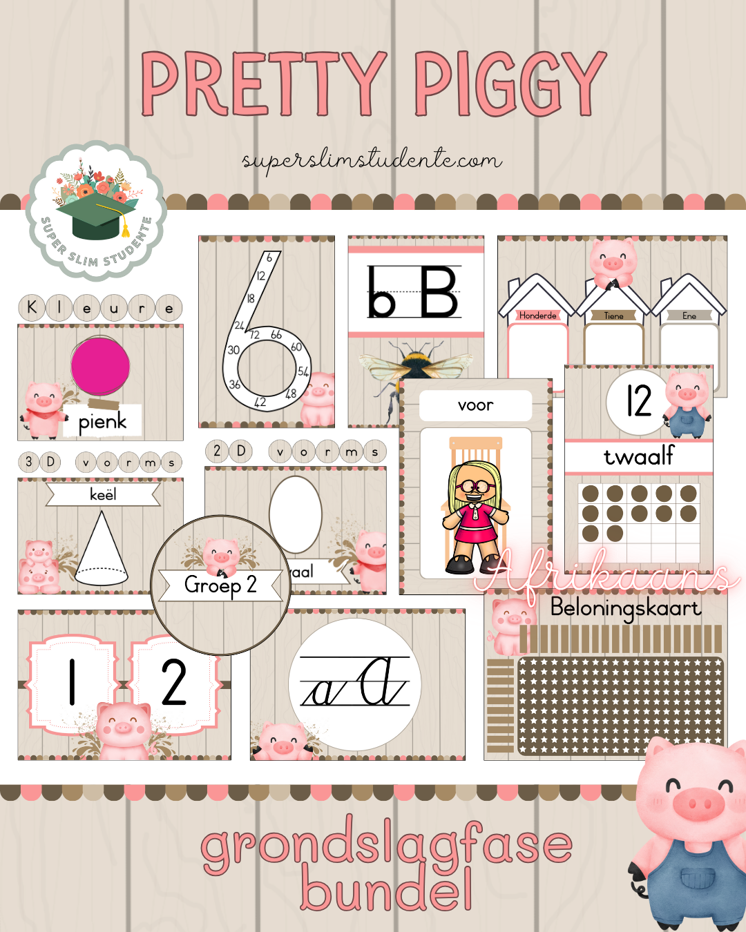 Pretty Piggy Theme / Foundation Phase Bundle [Choose Language]