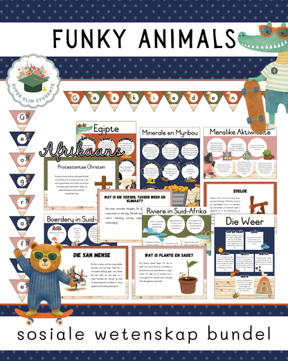 Funky Animals Theme / Social Science Bundle [Choose Language]