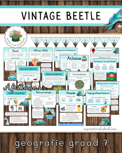 Vintage Beetle Theme / Geography Grade 7 Bundle [Choose Language]