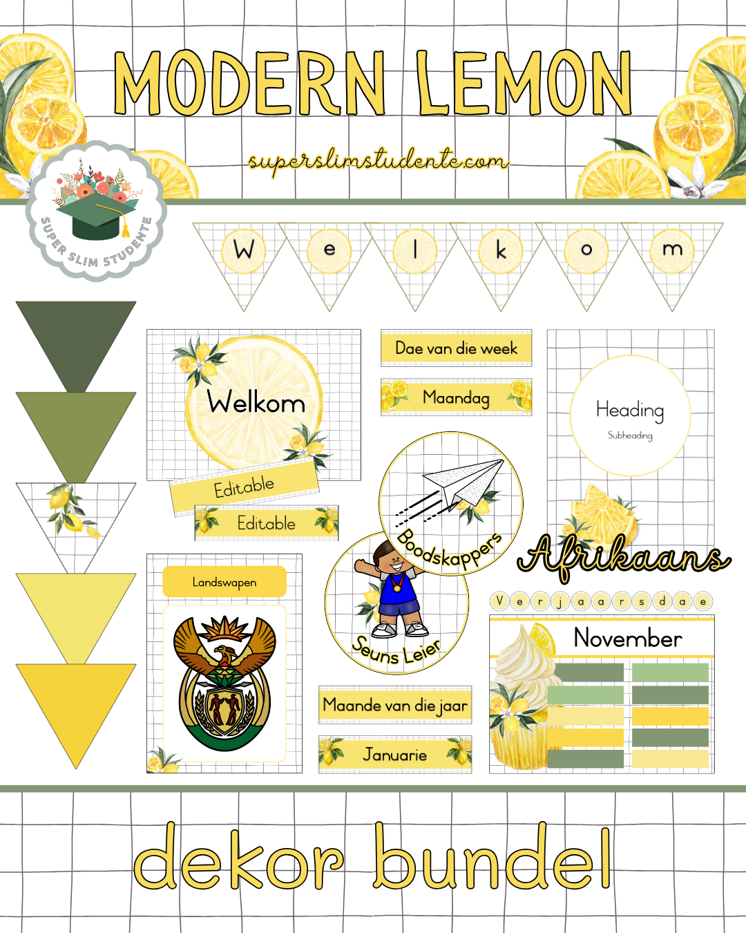 Modern Lemon Theme / Decor Bundle [Choose Language]