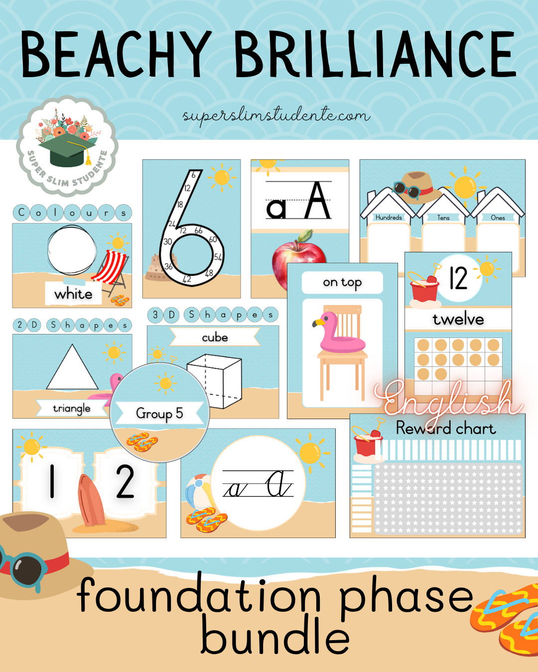 Beachy Brilliance Theme / Foundation Phase Bundle [Choose Language]