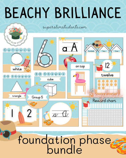 Beachy Brilliance Theme / Foundation Phase Bundle [Choose Language]