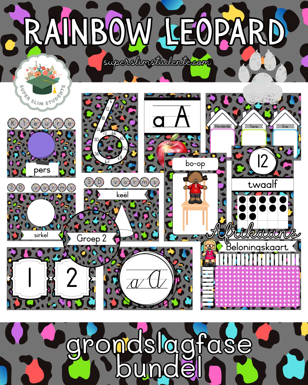 Rainbow Leopard Theme / Foundation Phase Bundle  [Choose Language]