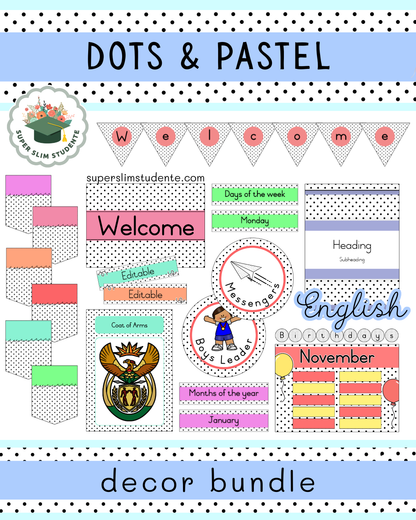 Dots & Pastel Theme / Decor Bundle [Choose Language]