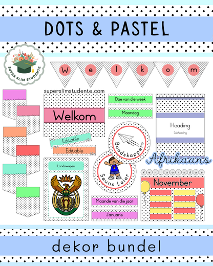 Dots & Pastel Theme / Decor Bundle [Choose Language]