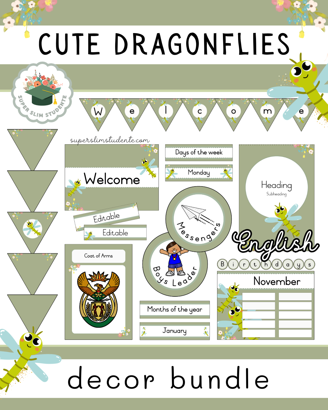 Cute Dragonflies Theme / Decor Bundle [Choose Language]