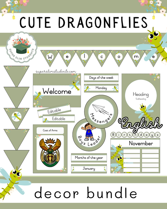 Cute Dragonflies Theme / Decor Bundle [Choose Language]