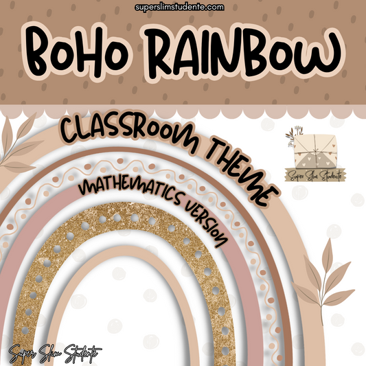 Boho Rainbow Classroom Theme (Mathematics Version)