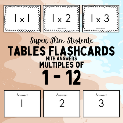 Tables Flashcards 1-12 with answers