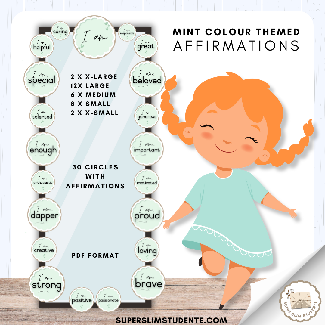 Affirmations: Mint Colour Theme [Choose Language]