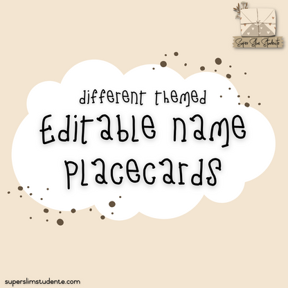 Editable Name Placemats (Different Options)