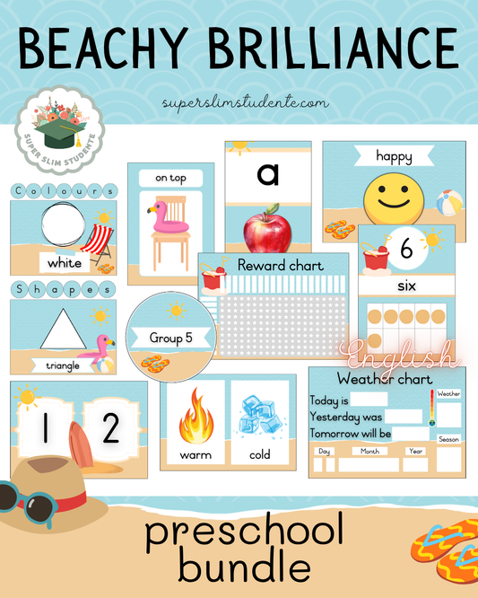 Beachy Brilliance Theme / Preschool Bundle [Choose Language]