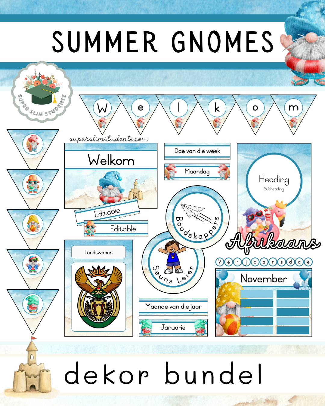 Summer Gnomes Theme / Decor Bundle [Choose Language]