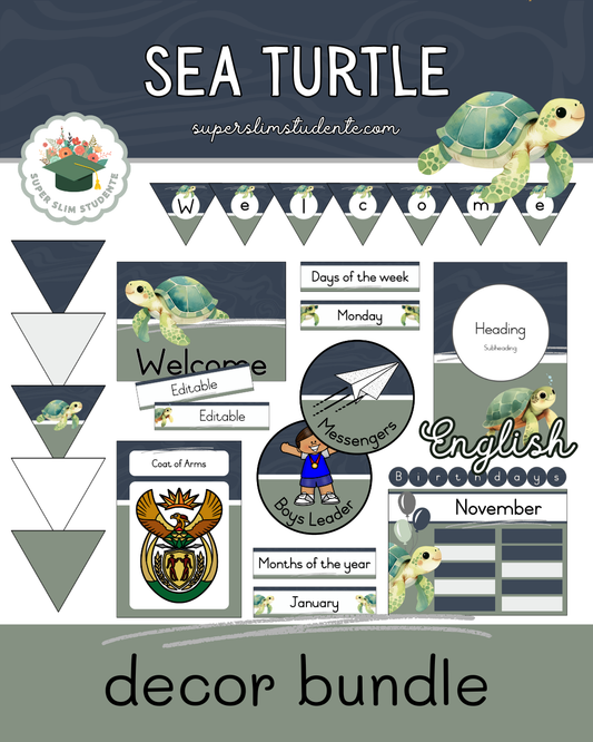 Sea Turtle Theme / Decor Bundle [Choose Language]