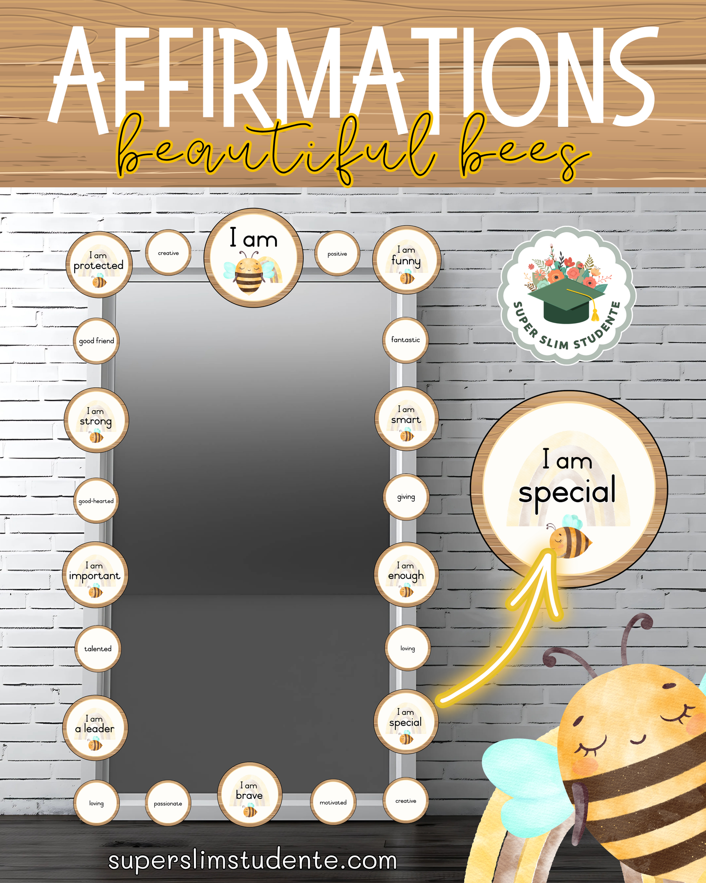 Affirmations: Beautiful Bees Theme [Choose Language]