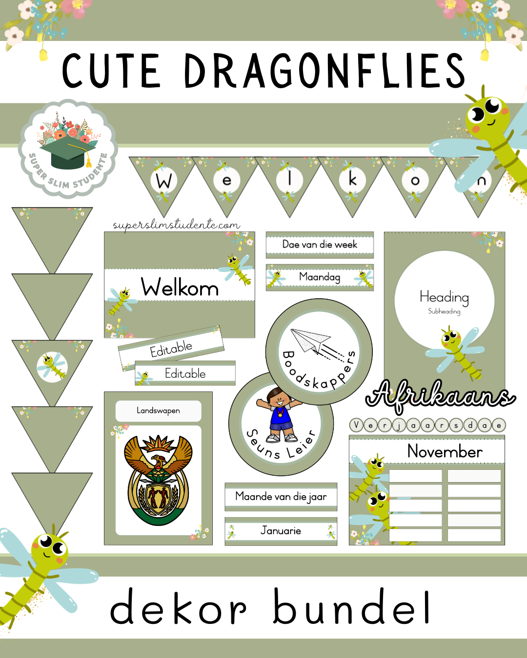 Cute Dragonflies Theme / Decor Bundle [Choose Language]