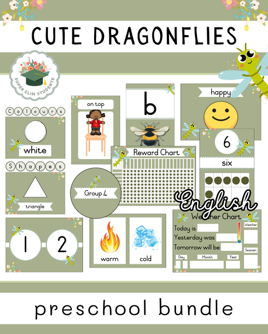 Cute Dragonflies Theme / Preschool Bundle [Choose Language]